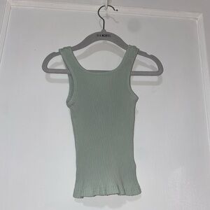 SHEIN Mint Green Toddler Girl Ribbed Tank Top